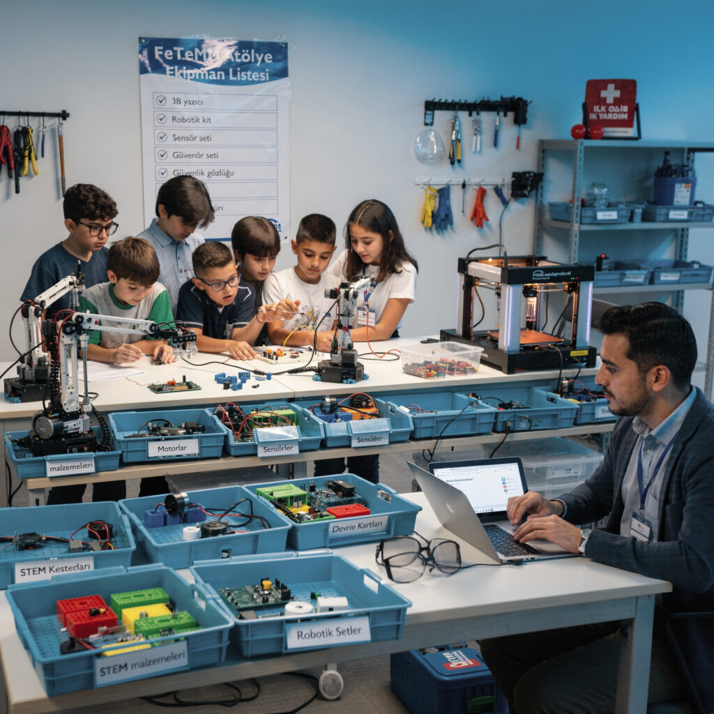 FeTeMM atölyesi kurulumunda yapılan hatalardan kaçının. Stem setleri, robotik kodlama kitleri ile kaliteli atölye ortamı oluşturun.